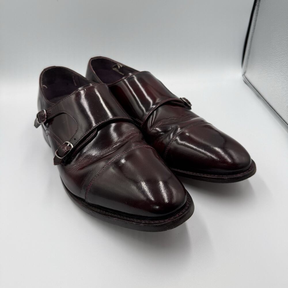 Samuel Windsor Shoes Mens 13 Burgundy Double Monk Strap Leather Quiet Luxury
